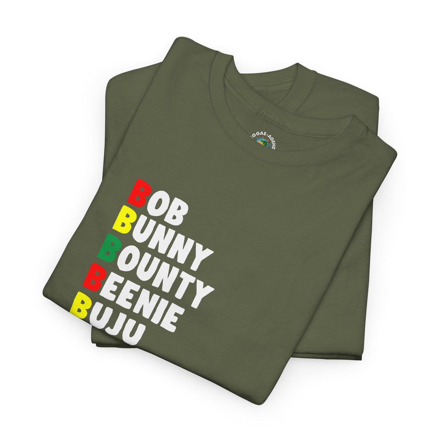 Reggae Legends Tee — Vertical Artists List (Bob, Bunny, Bounty, Buju, Barrington)