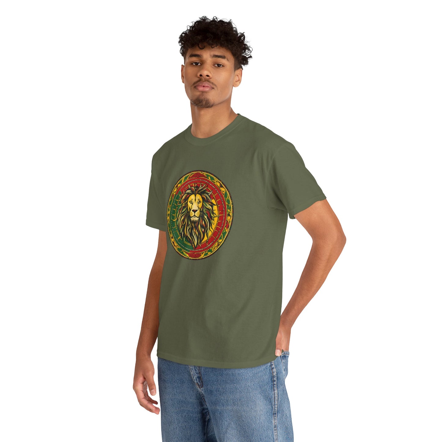 Lion Rasta Circle Tee - Reggae Lion Graphic T-Shirt