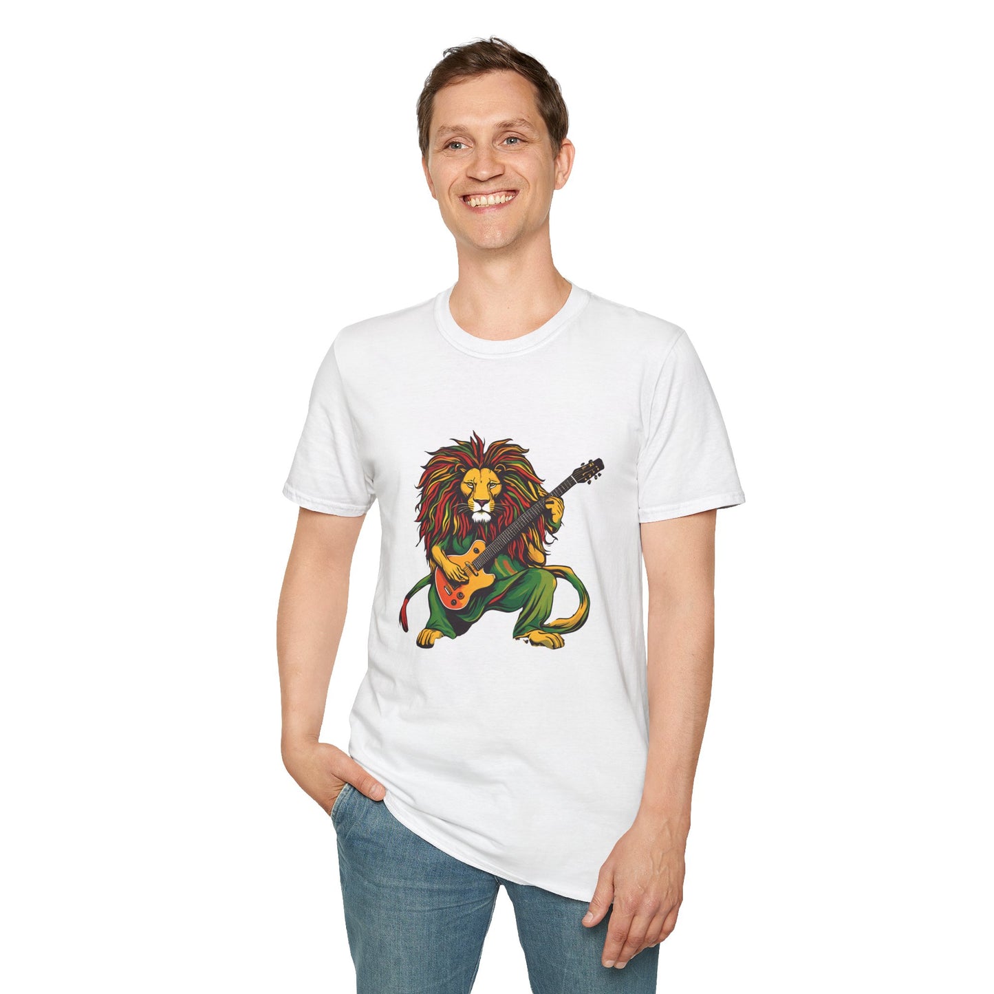 Guitar Reggae Lion T-Shirt | Unisex Softstyle