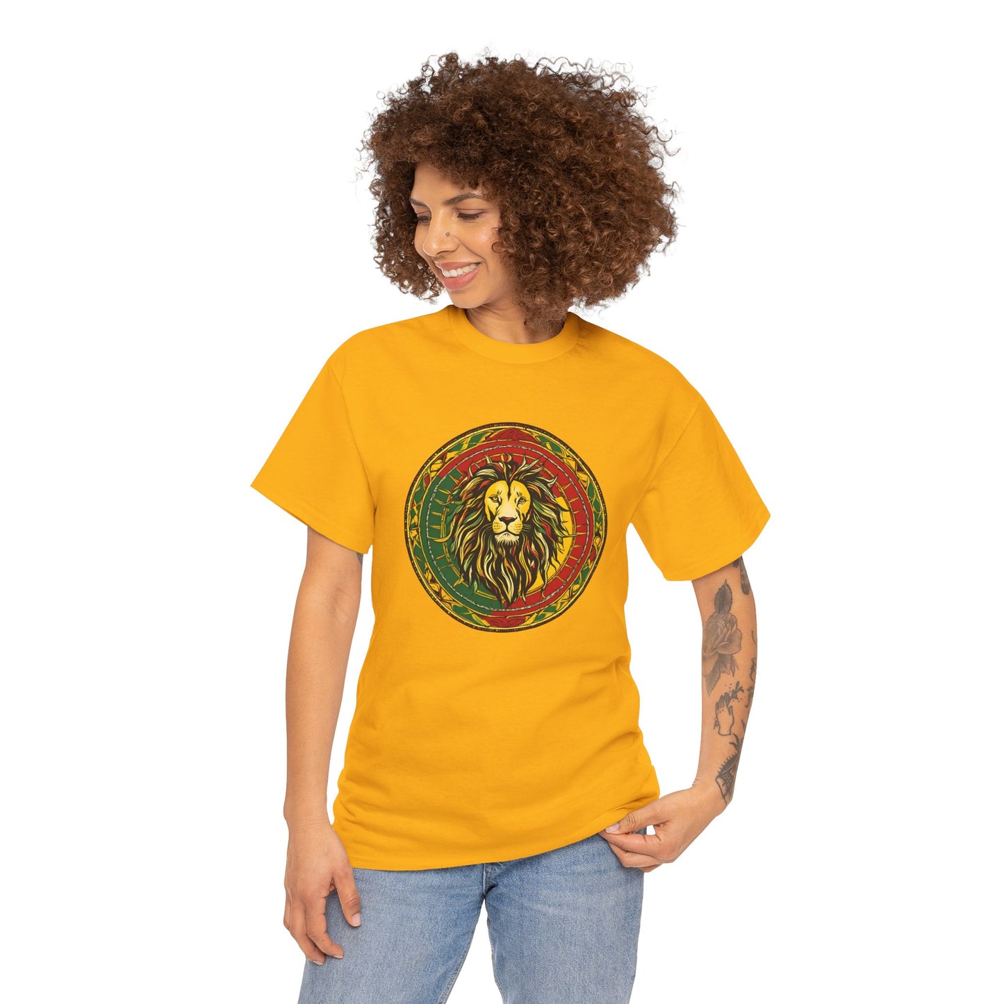 Lion Rasta Circle Tee - Reggae Lion Graphic T-Shirt