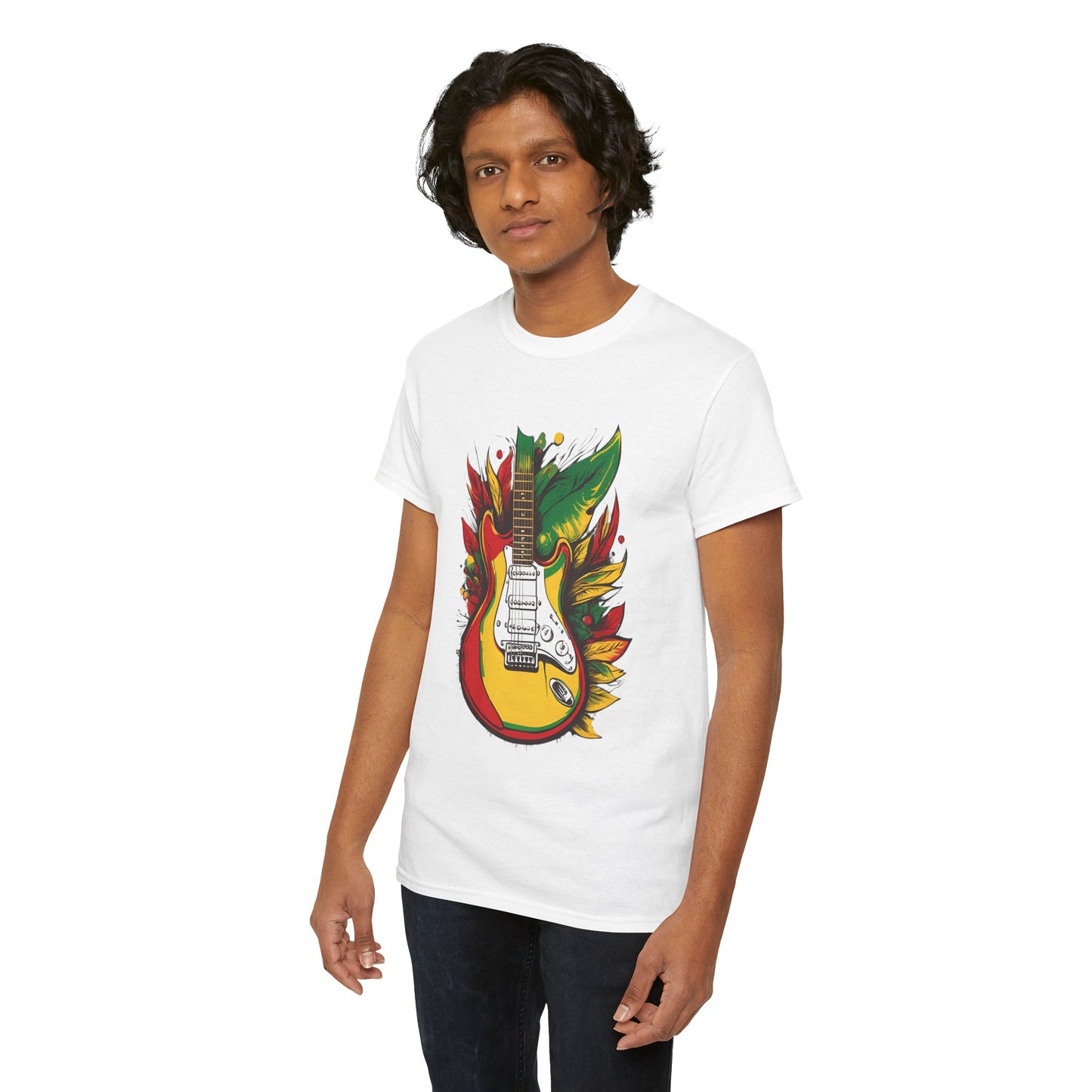 Flaming Electric Guitar Tee — Bold Rock Music Graphic T-Shirt