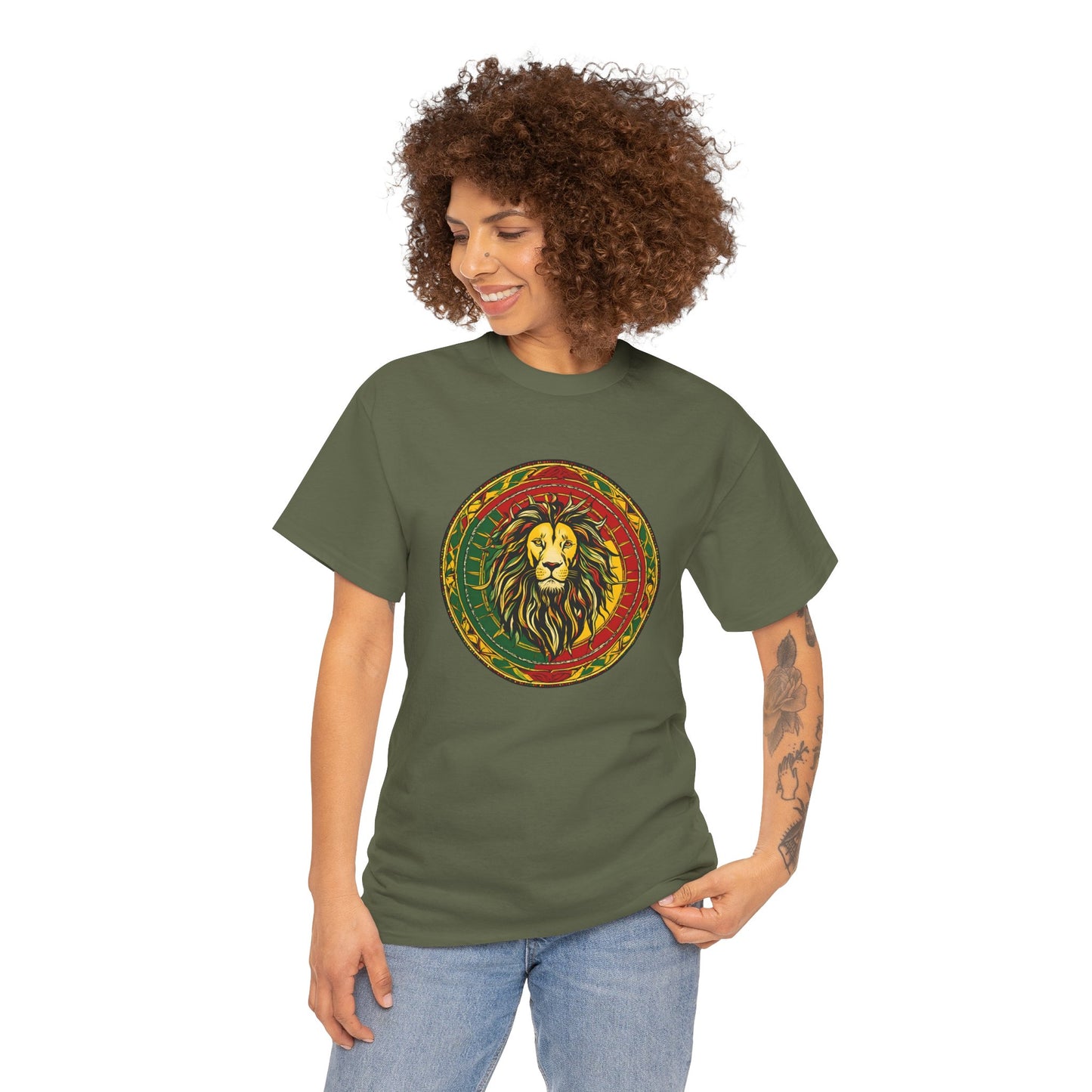 Lion Rasta Circle Tee - Reggae Lion Graphic T-Shirt