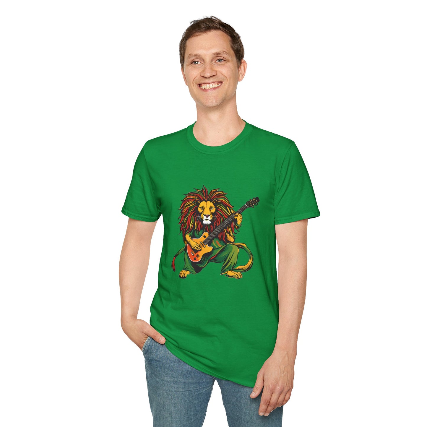 Guitar Reggae Lion T-Shirt | Unisex Softstyle