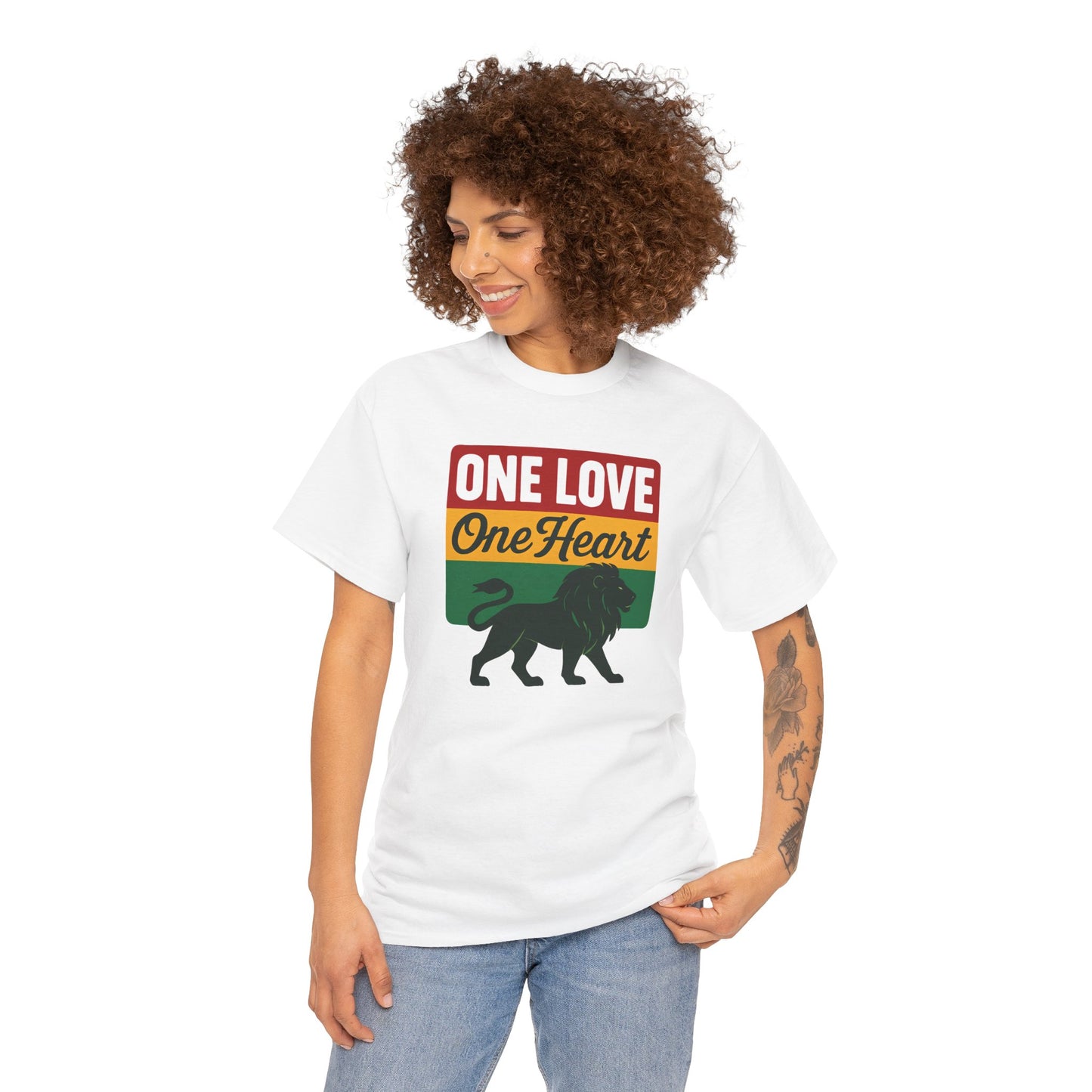 One Love One Heart Lion T‑Shirt — Rasta Reggae Pride Tee