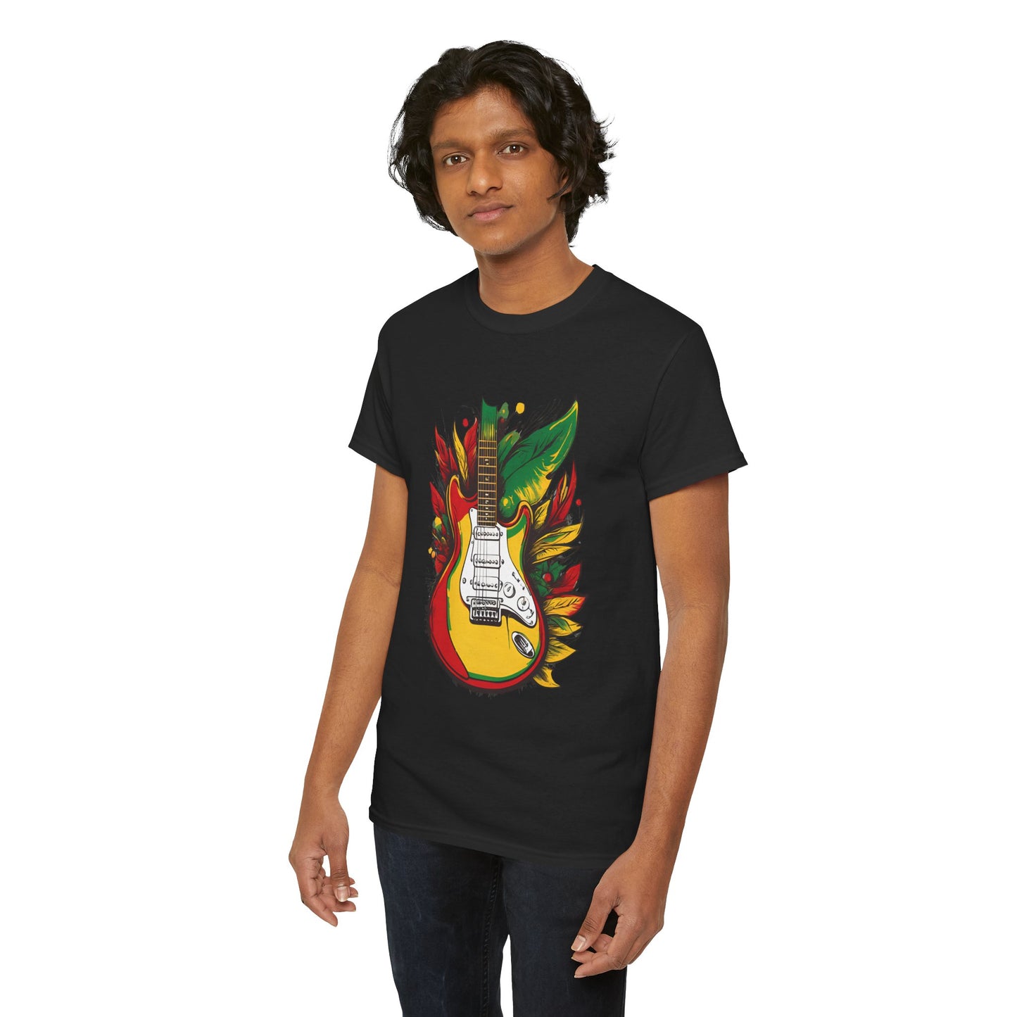 Flaming Electric Guitar Tee — Bold Rock Music Graphic T-Shirt