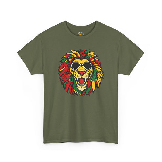 Rasta Lion Graphic Tee — Colorful Reggae Lion with Sunglasses