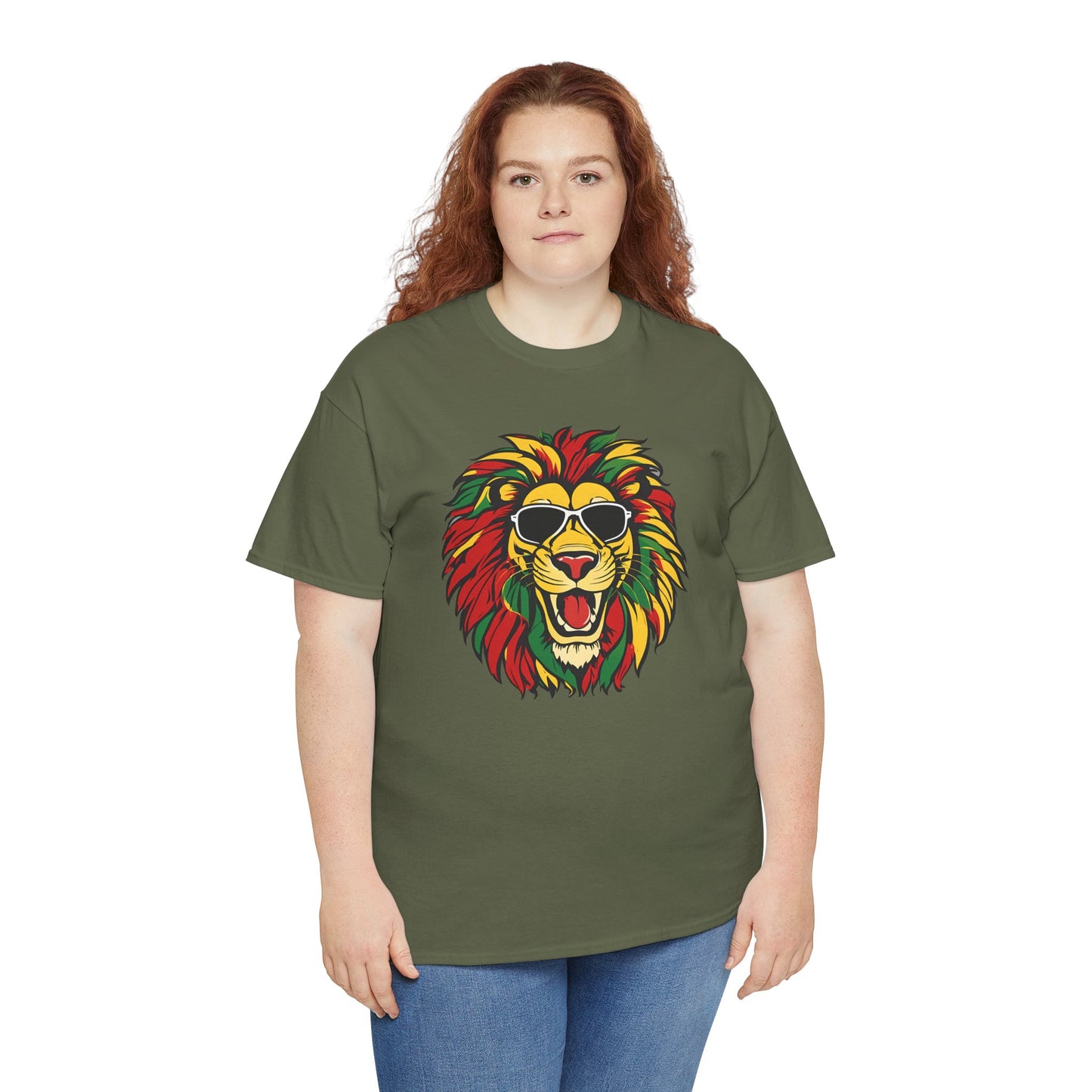 Rasta Lion Graphic Tee — Colorful Reggae Lion with Sunglasses