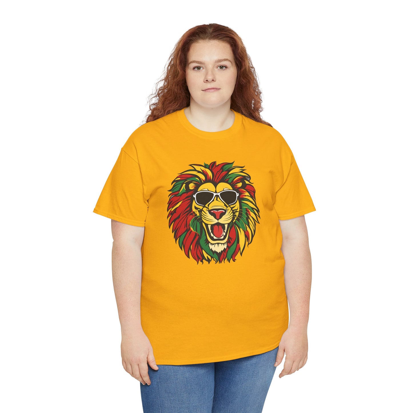 Rasta Lion Graphic Tee — Colorful Reggae Lion with Sunglasses