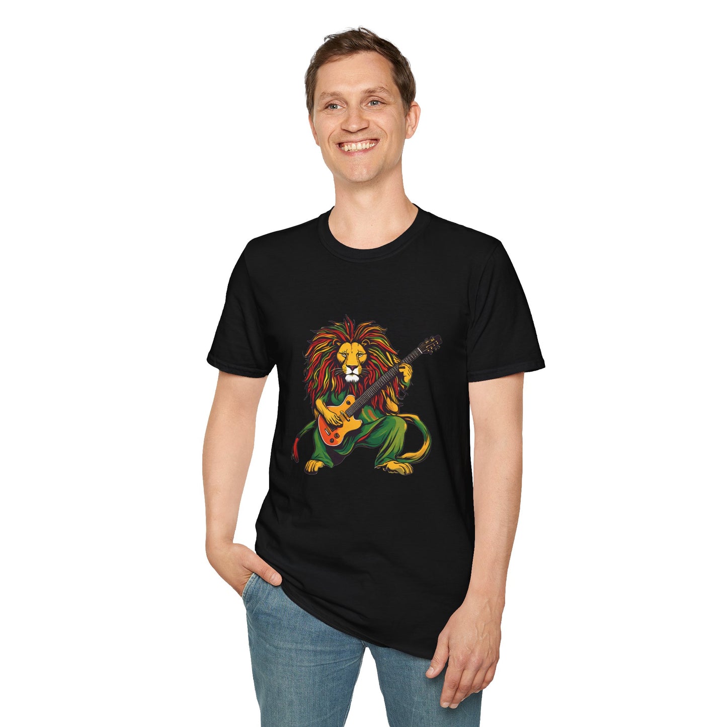 Guitar Reggae Lion T-Shirt | Unisex Softstyle