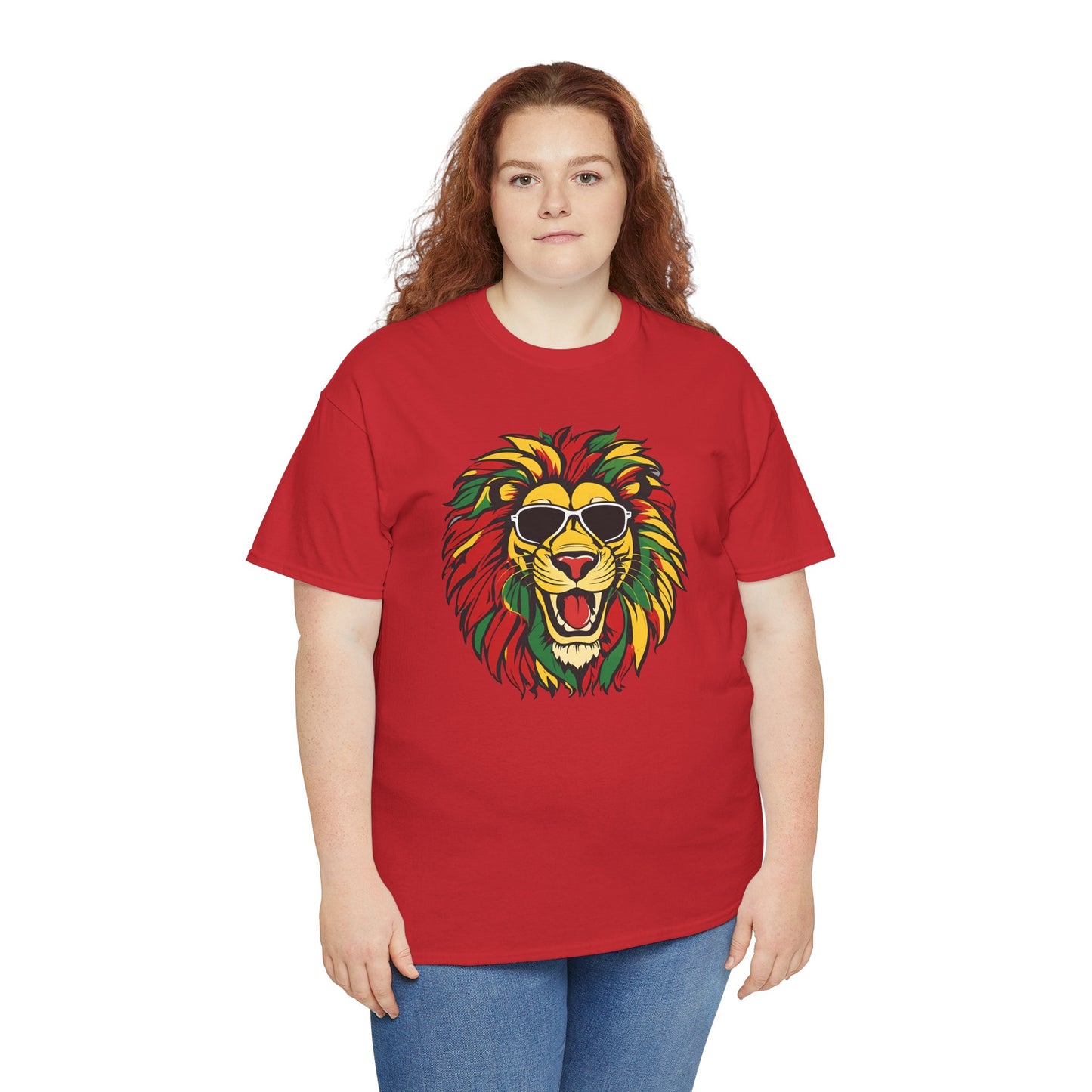 Rasta Lion Graphic Tee — Colorful Reggae Lion with Sunglasses