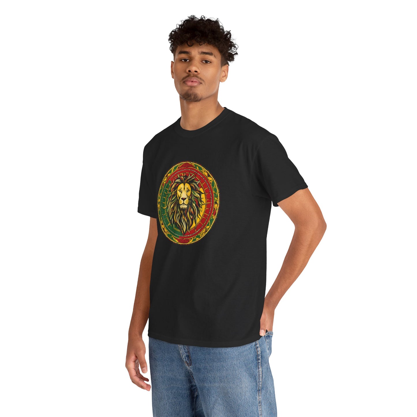 Lion Rasta Circle Tee - Reggae Lion Graphic T-Shirt