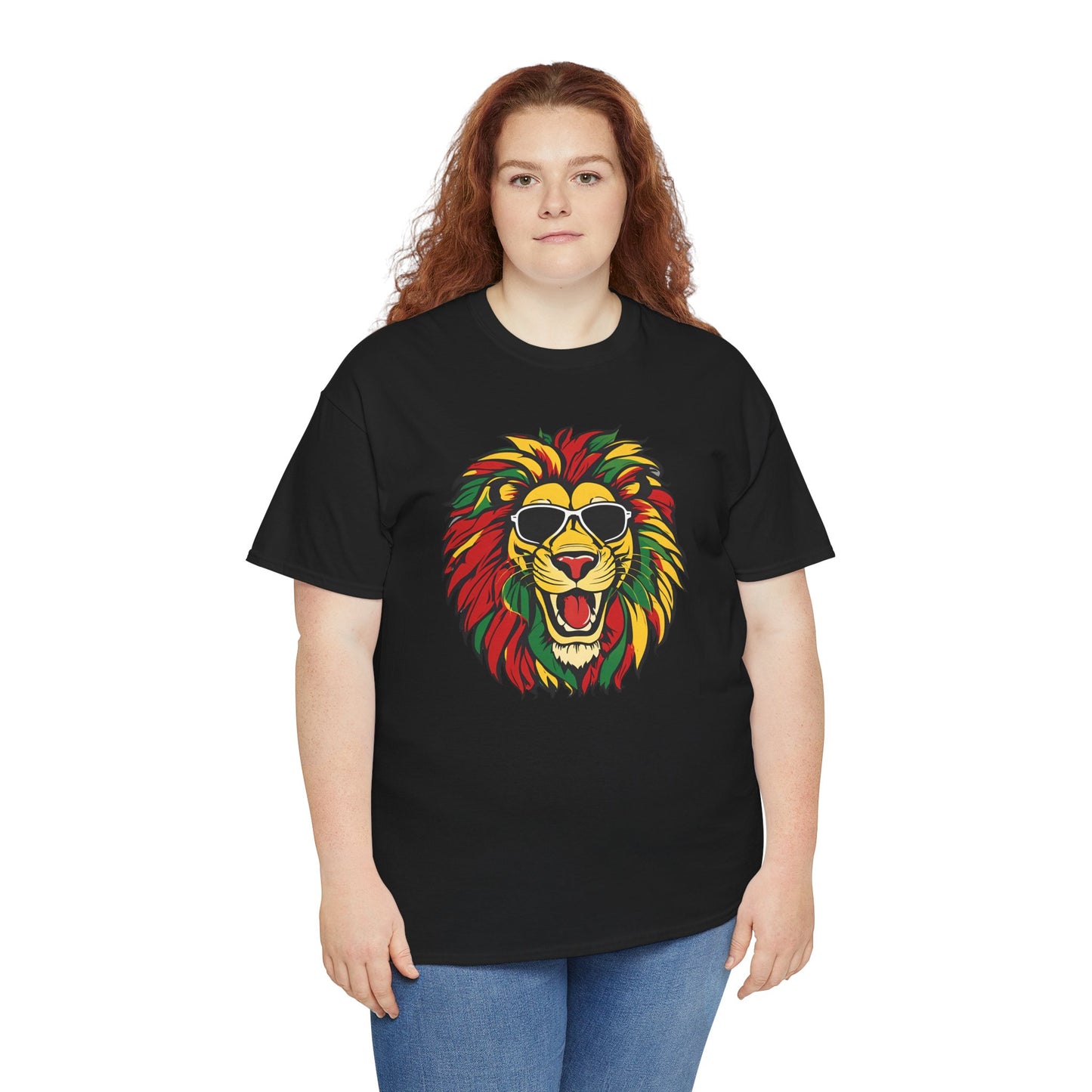 Rasta Lion Graphic Tee — Colorful Reggae Lion with Sunglasses