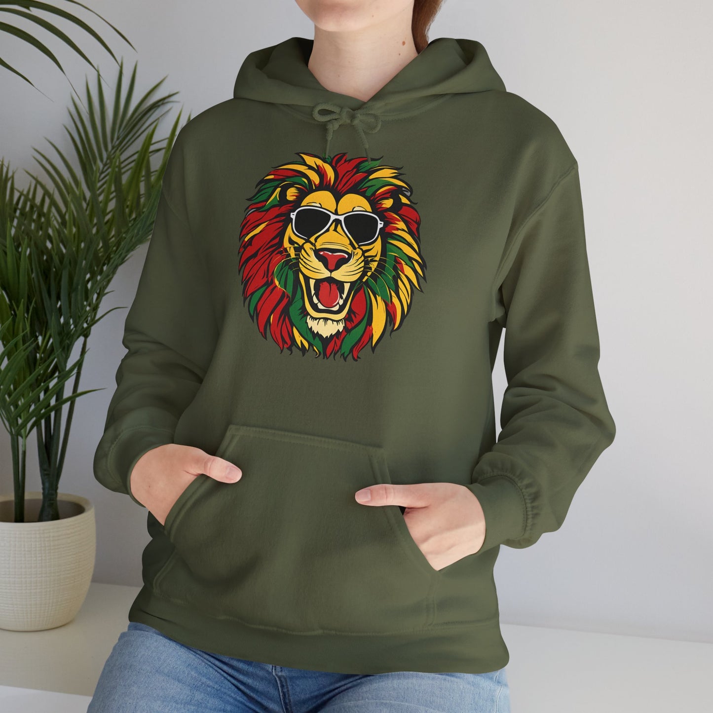 Reggae Lion King Hooded Sweatshirt | Unisex Heavy Blend™