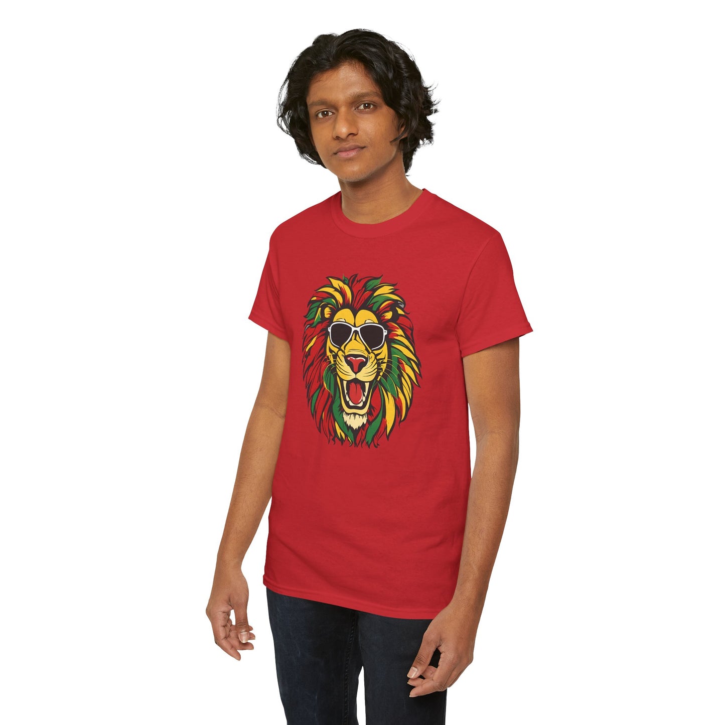 Rasta Lion Graphic Tee — Colorful Reggae Lion with Sunglasses
