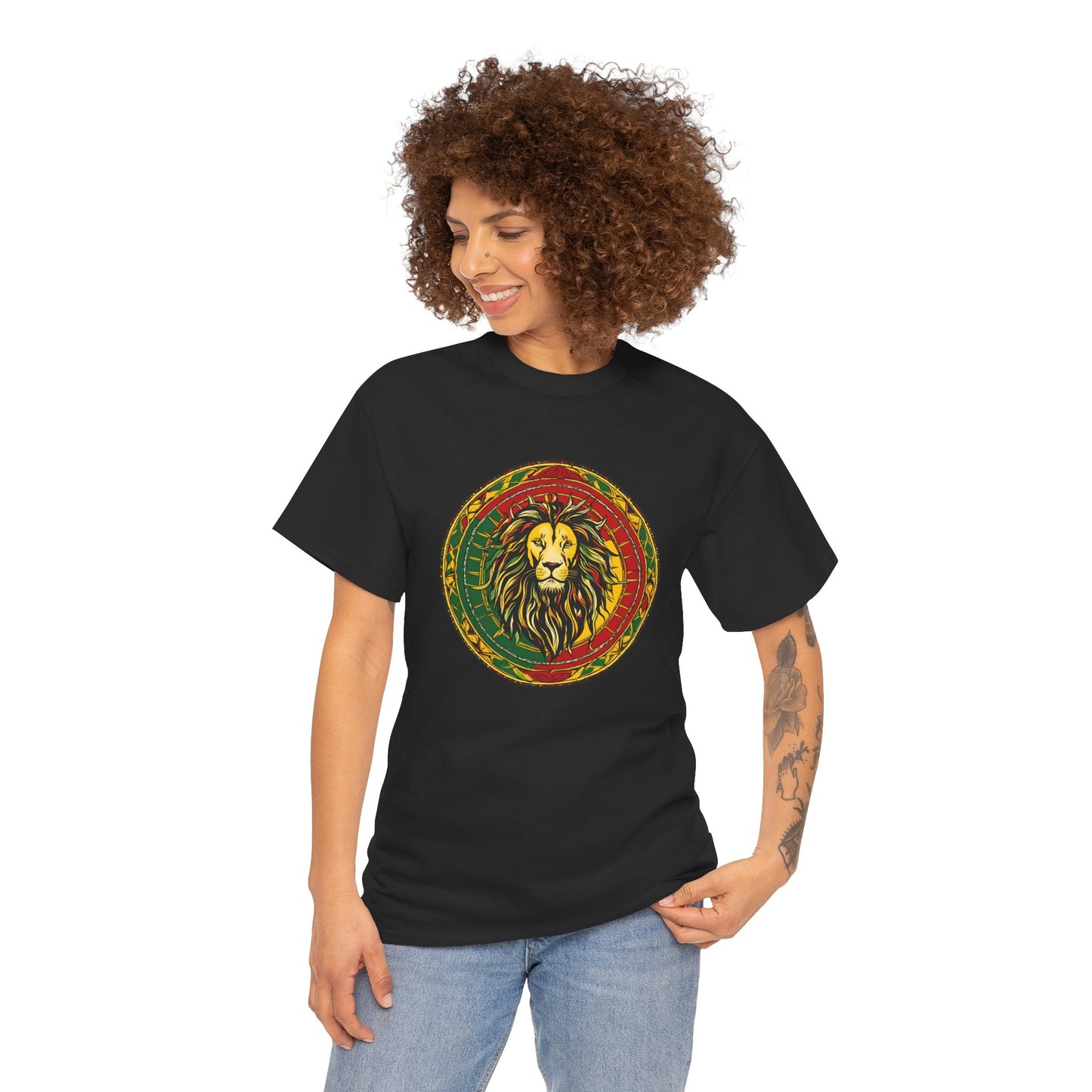 Lion Rasta Circle Tee - Reggae Lion Graphic T-Shirt