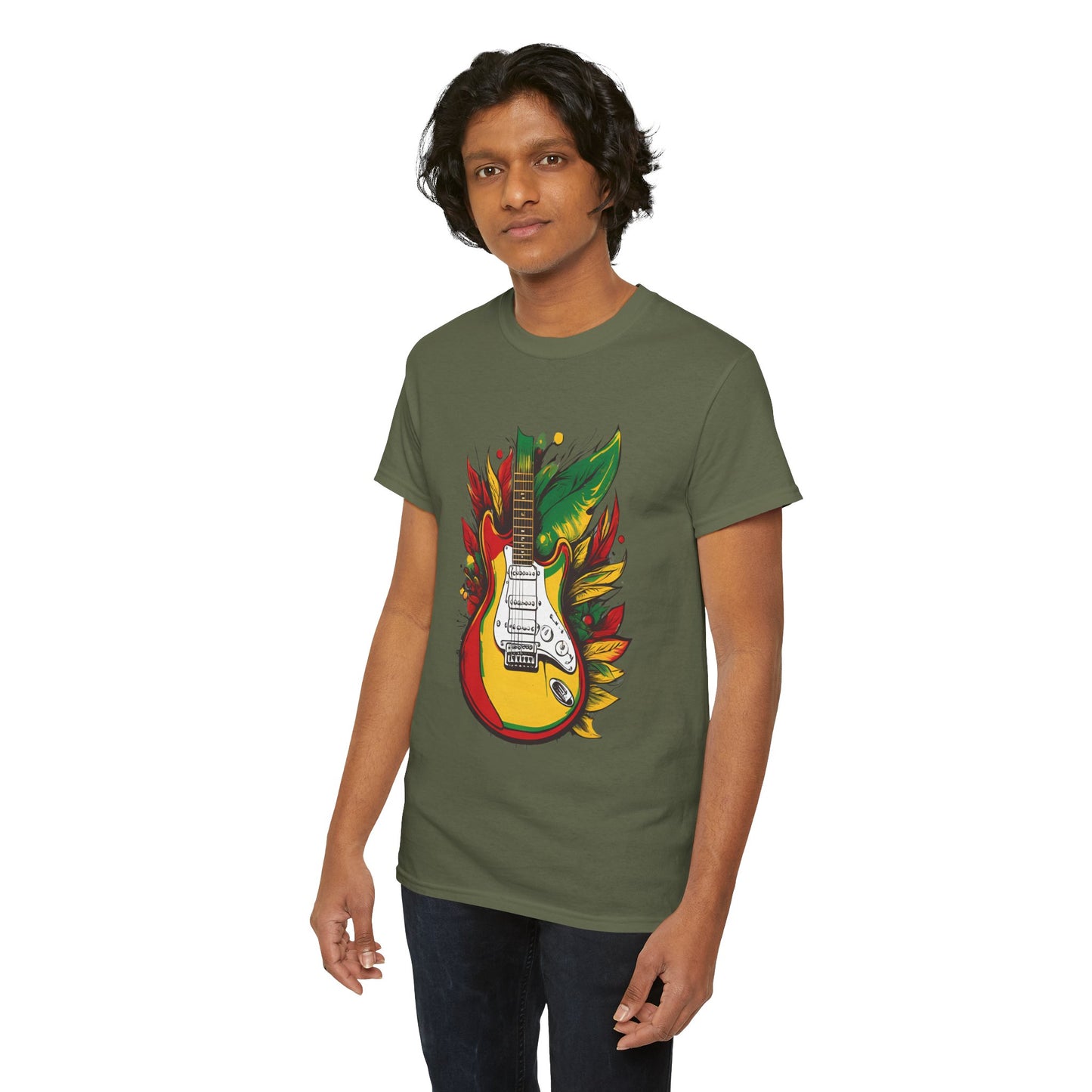 Flaming Electric Guitar Tee — Bold Rock Music Graphic T-Shirt
