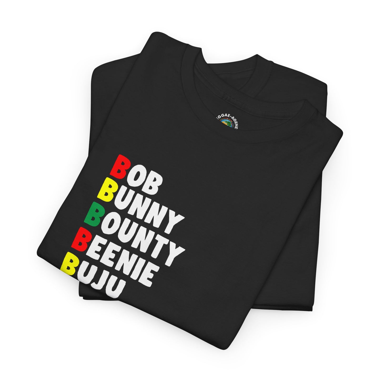 Reggae Legends Tee — Vertical Artists List (Bob, Bunny, Bounty, Buju, Barrington)