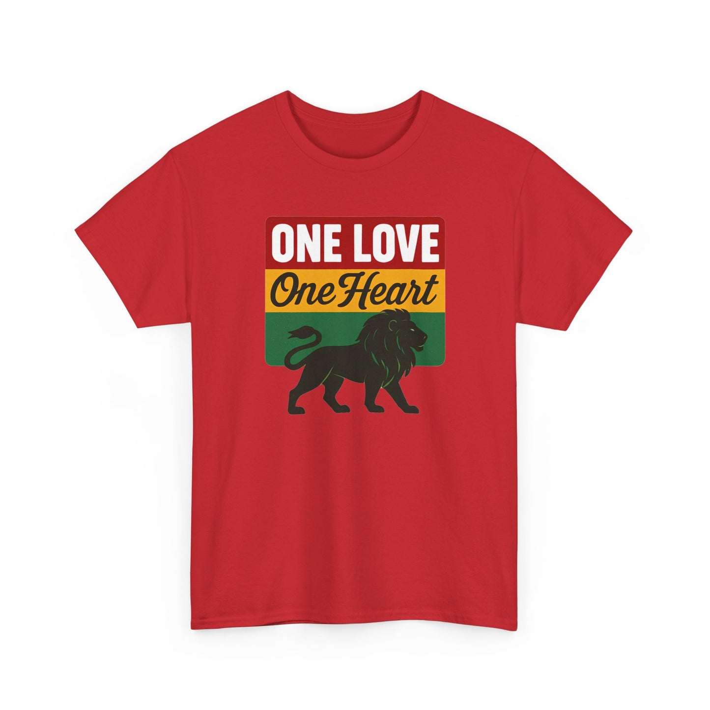 One Love One Heart Lion T‑Shirt — Rasta Reggae Pride Tee