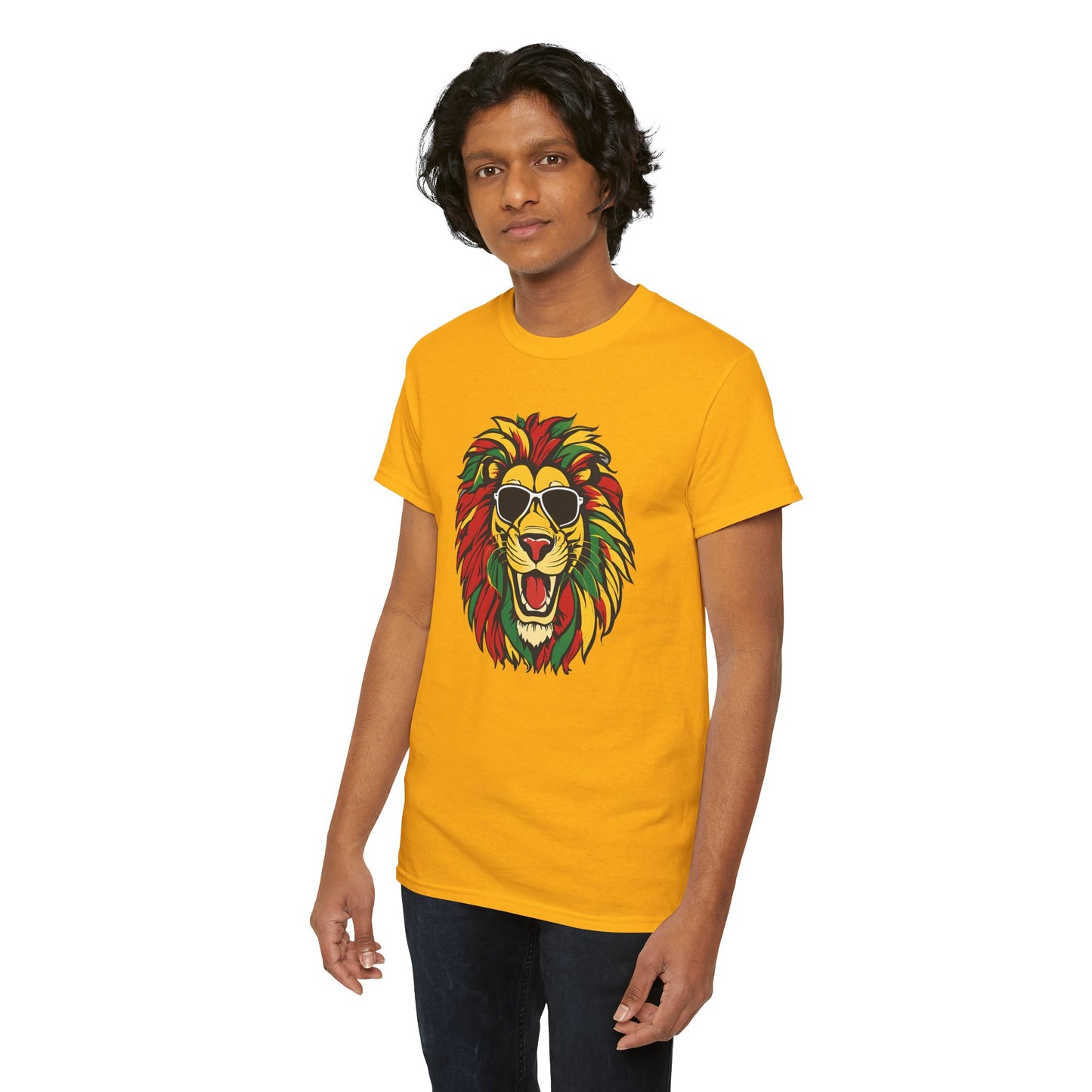 Rasta Lion Graphic Tee — Colorful Reggae Lion with Sunglasses