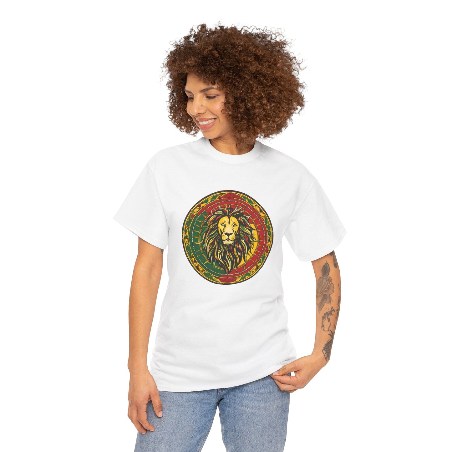 Lion Rasta Circle Tee - Reggae Lion Graphic T-Shirt