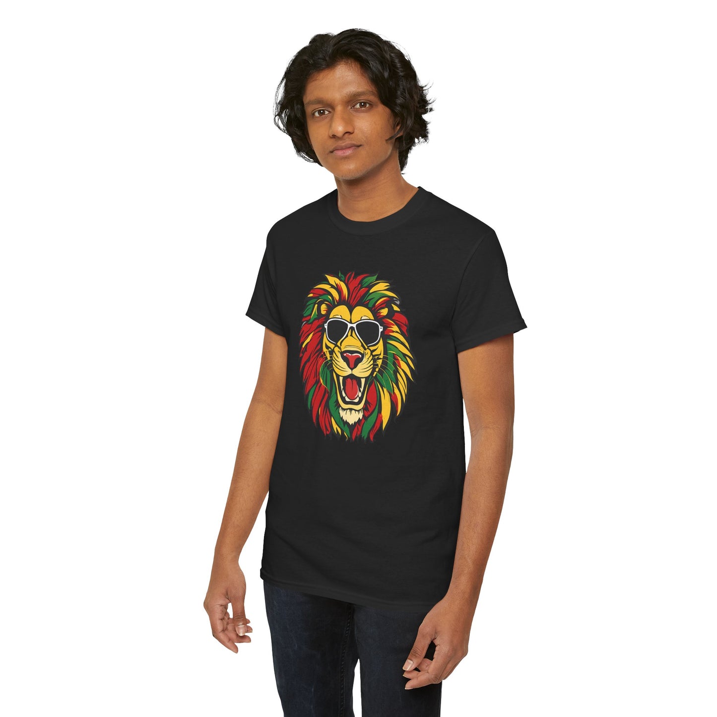 Rasta Lion Graphic Tee — Colorful Reggae Lion with Sunglasses
