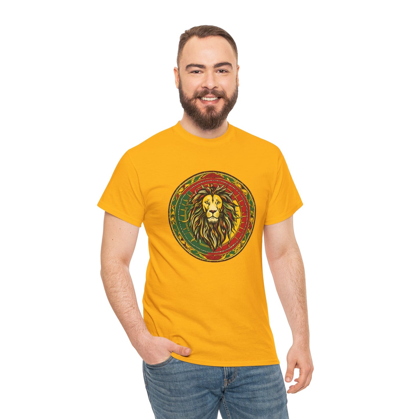 Lion Rasta Circle Tee - Reggae Lion Graphic T-Shirt